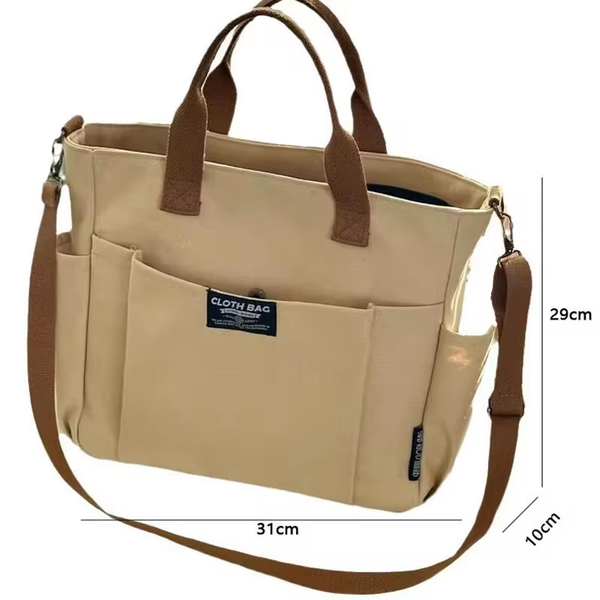 Large Capacity Canvas Tote Bag for Women – Minimalist Shoulder & Crossbody Commuter Bag for School, Work & Travel