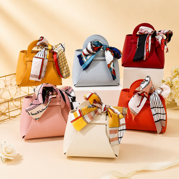 10PCS Pink Faux Leather Gift Bags with Ribbon – Mini Handbag Wedding Favor Bags for Guests, Bachelorette Party, Candy & Gift Packaging
