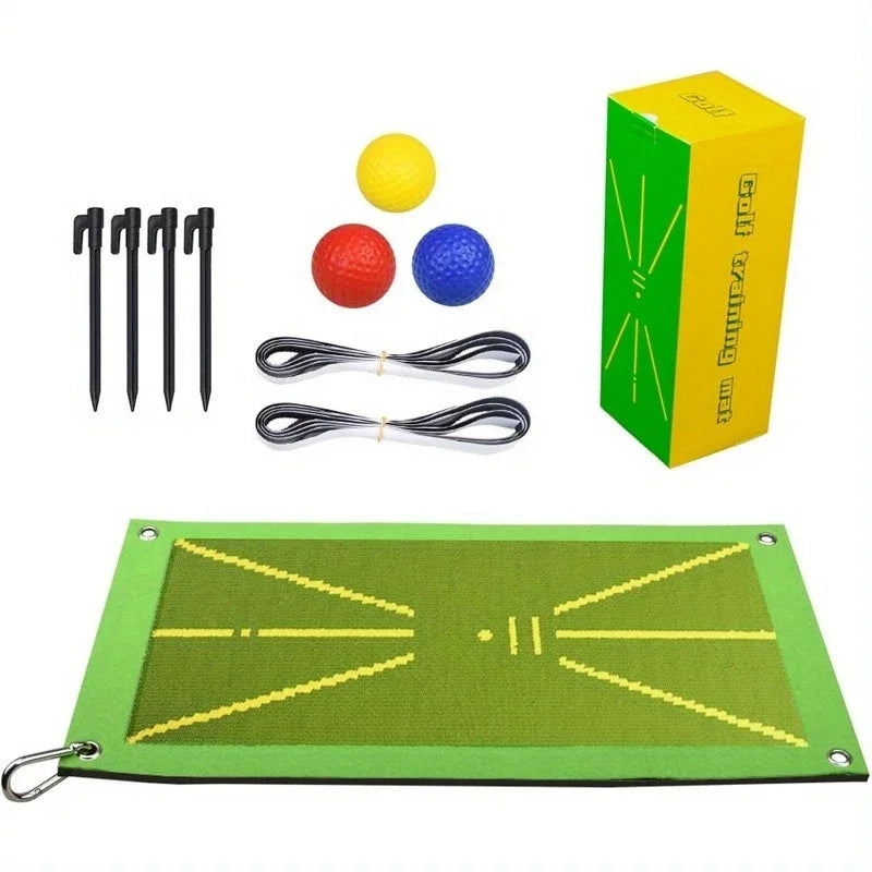 Golf Swing Training Mat with Impact Guide & Non-Slip Rubber Base